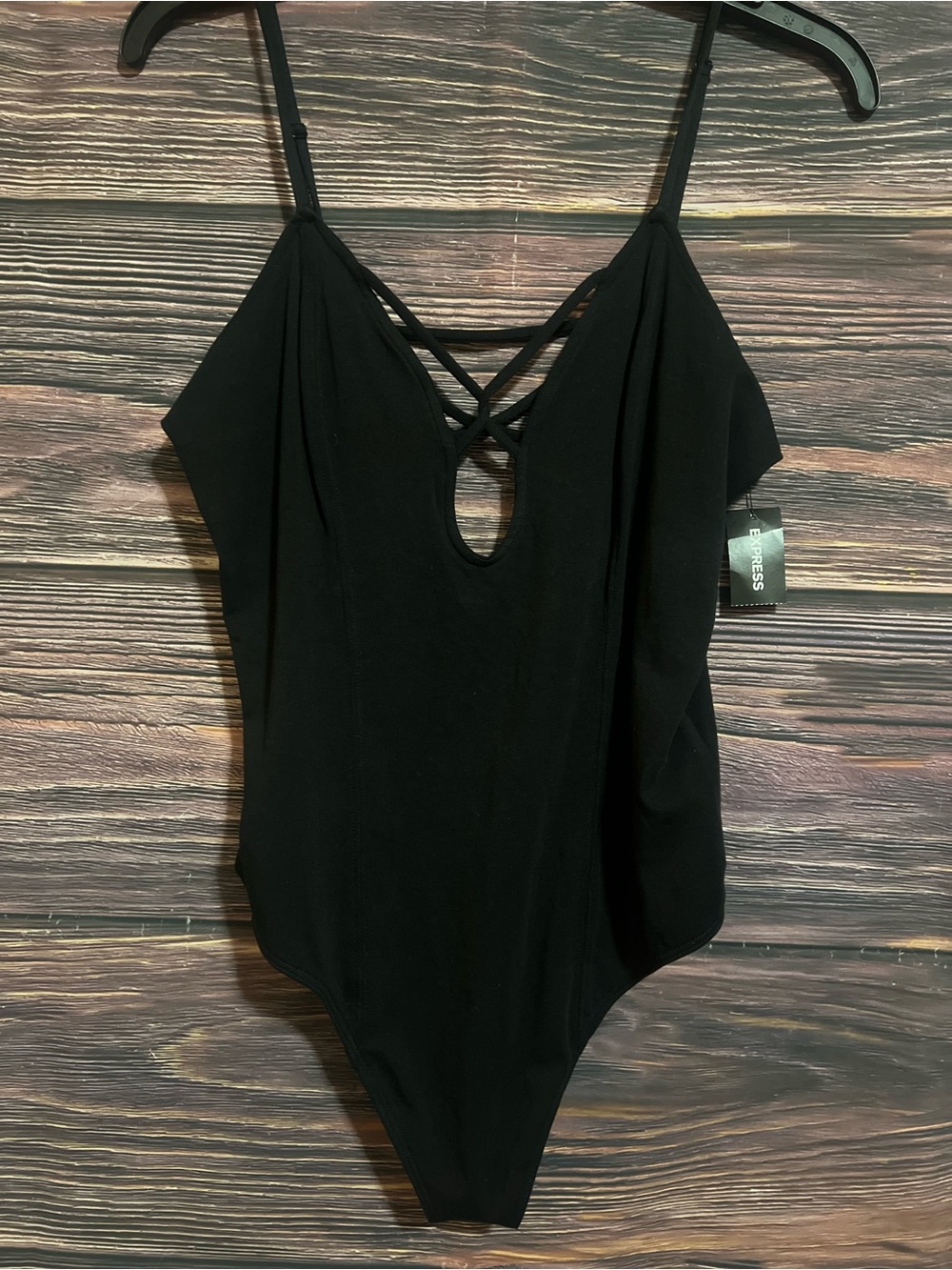 Express Black Crisscross V-Neck Bodysuit